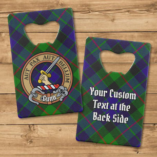 Clan Gunn Wappen über Tartan Geldbeutel Flaschenöffner