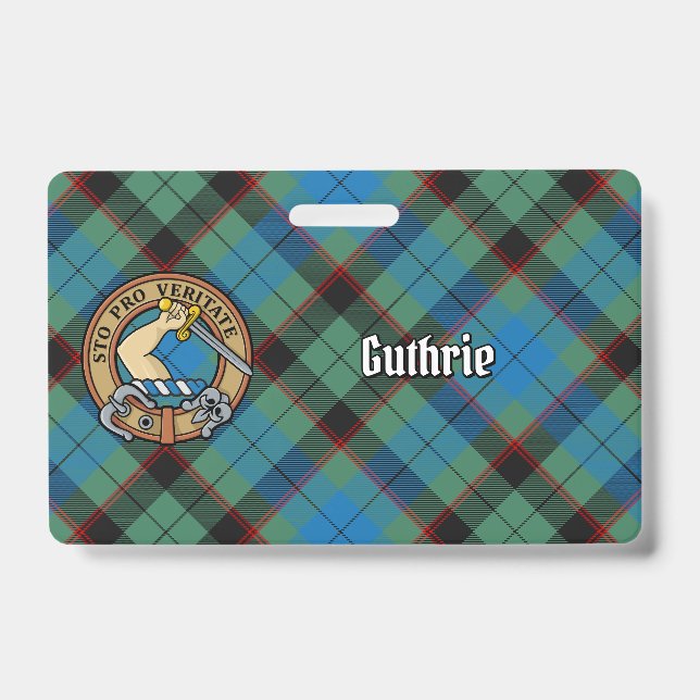 Clan Guthrie Wappen über Tartan Ausweis (Vorderseite)