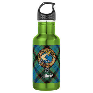 Clan Guthrie-Wappen über Tartan Edelstahlflasche