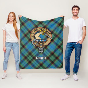 Clan Guthrie Wappen über Tartan Fleecedecke