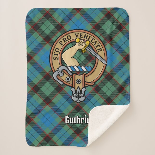 Clan Guthrie Wappen über Tartan Sherpadecke (Vorderseite)
