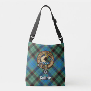 Clan Guthrie Wappen über Tartan Tragetaschen Mit Langen Trägern