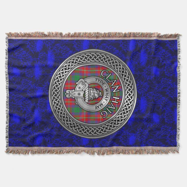 Clan Haig Wappen & Tartan Knot Decke (Vorderseite)