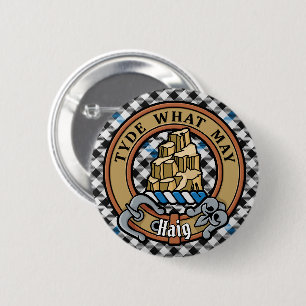 Clan Haig-Wappen über Check-Tartan Button