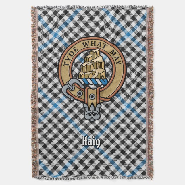 Clan Haig-Wappen über Tartan Decke (Vorderseite Vertikal)