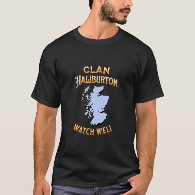 Clan Haliburton Scottish Motto Wappen T-Shirt (Vorderseite)