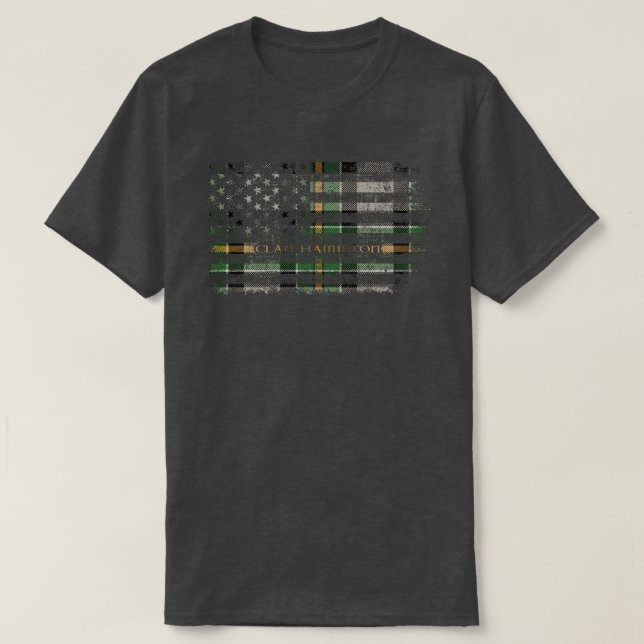Clan Hamilton, Brandon, schottische tartan US-Flag T-Shirt (Design vorne)