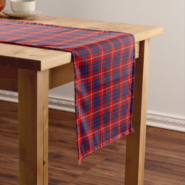 Clan Hamilton Bright Blue und Red Scottish Tartan Kurzer Tischläufer (Beispiel)