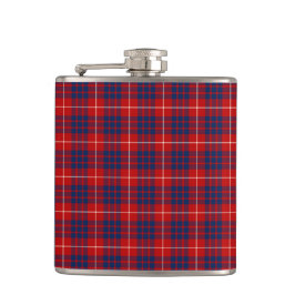 Clan Hamilton Bright Red und Royal Blue Tartan Flachmann