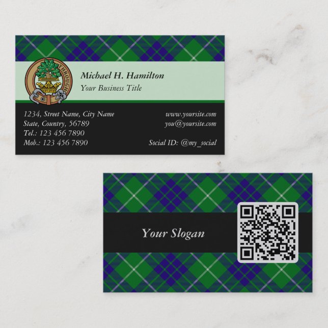 Clan Hamilton Chasse Tartan Carte de visite (Devant / Derrière)