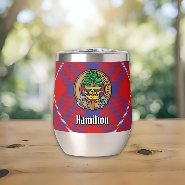 Clan Hamilton Crest sur Red Tartan (Créateur téléchargé)