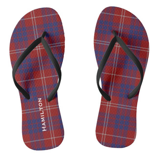 Clan Hamilton Karierte Personalisierte Flip Flops (Fußbett)