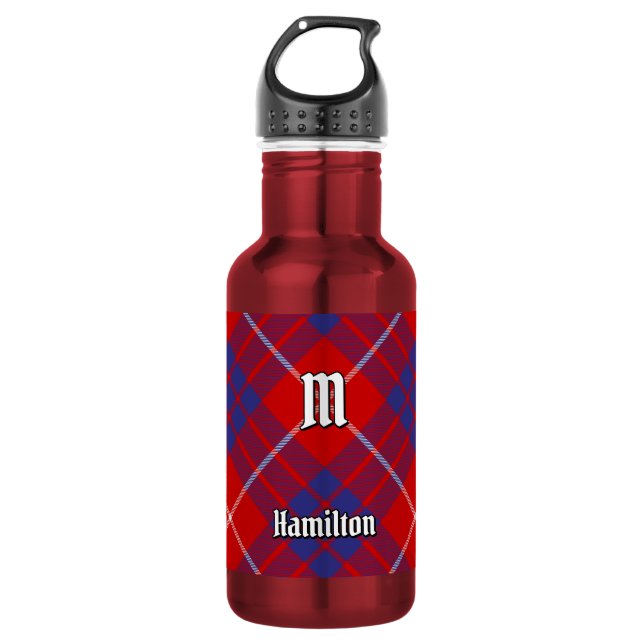 Clan Hamilton Red Tartan Edelstahlflasche (Vorderseite)