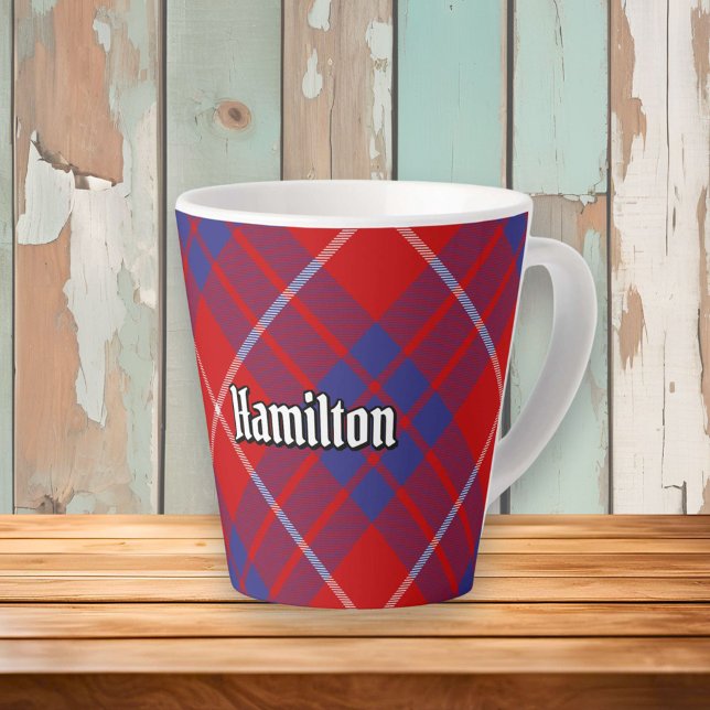 Clan Hamilton Red Tartan Latte Mug (Créateur téléchargé)