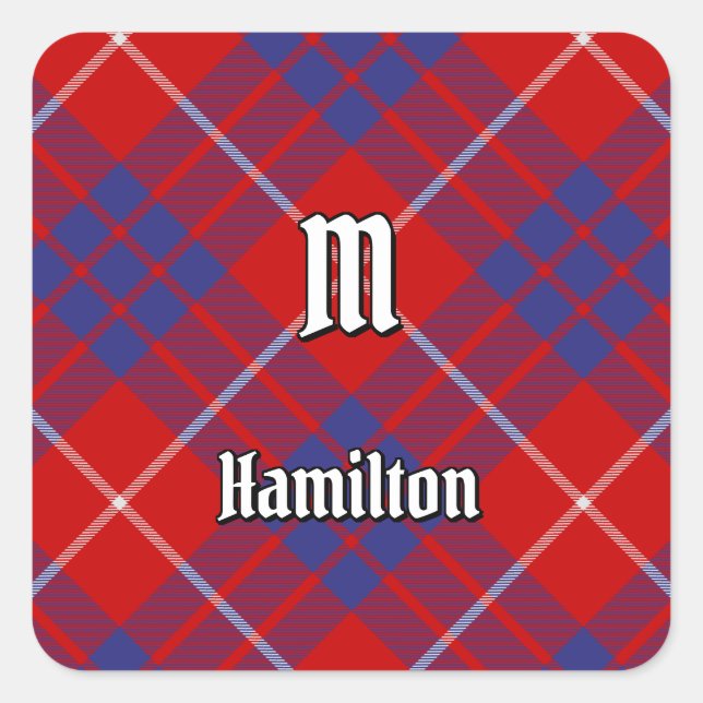 Clan Hamilton Red Tartan Square Sticker (Vorderseite)