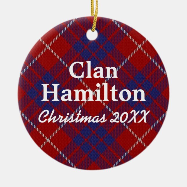 Clan Hamilton Scottish Tartan Keramik Ornament (Vorne)