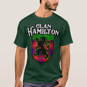 Clan Hamilton Surname Scottish Tartan Lion Wappen T-Shirt