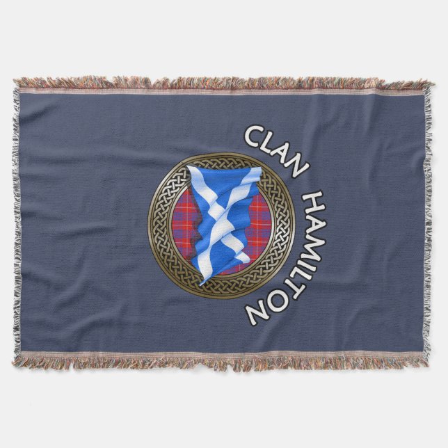 Clan Hamilton Tartan Knot & Flag Decke (Vorderseite)