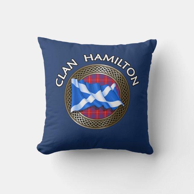 Clan Hamilton Tartan Knot & Flag Kissen (Vorderseite)