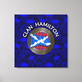 Clan Hamilton Tartan Knot & Flag Leinwanddruck