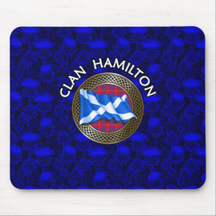 Clan Hamilton Tartan Knot & Flag Mousepad