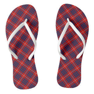 Clan Hamilton Tartan Red and Blue Kariert Flip Flops