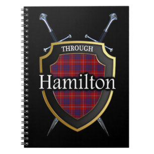Clan Hamilton Tartan Schild & Schwerter Notizblock