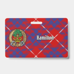 Clan Hamilton-Wappen auf rotem Tartan Ausweis