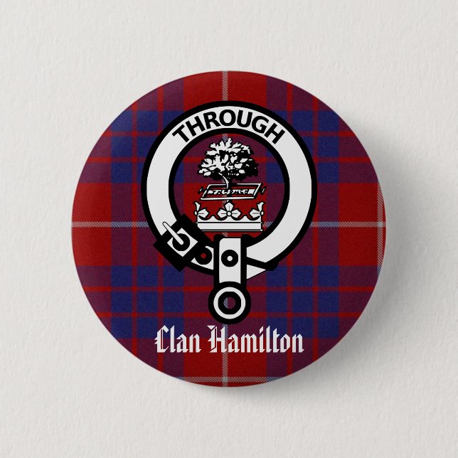 Clan Hamilton Wappen & Tartan Button (Vorderseite)
