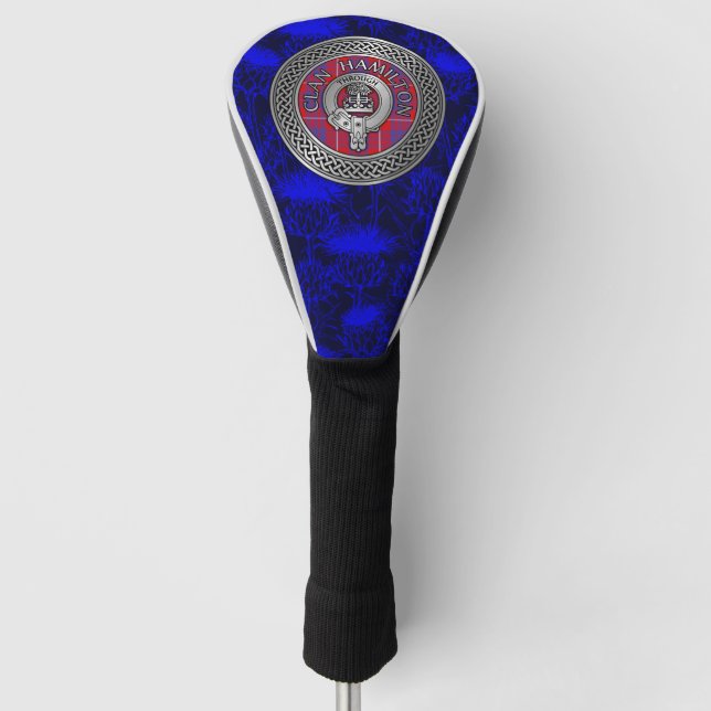 Clan Hamilton Wappen & Tartan Knot on Thistle Golf Headcover (Vorderseite)