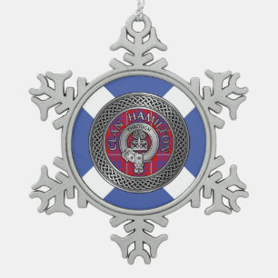 Clan Hamilton Wappen & Tartan Knot Schneeflocken Zinn-Ornament