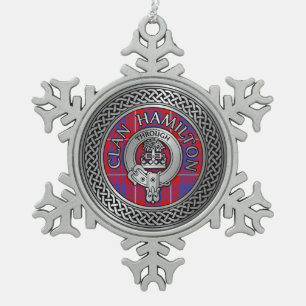 Clan Hamilton Wappen & Tartan Knot Schneeflocken Zinn-Ornament