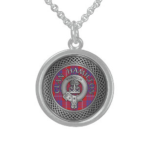 Clan Hamilton Wappen & Tartan Knot Sterling Silberkette