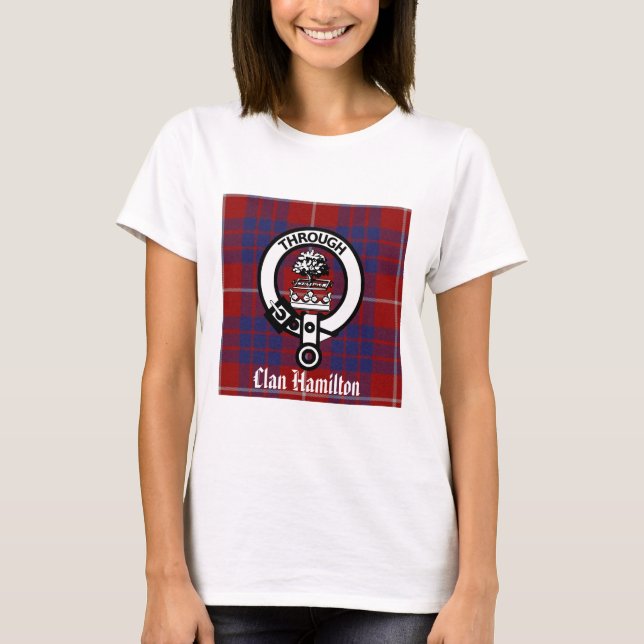 Clan Hamilton Wappen & Tartan T-Shirt (Vorderseite)