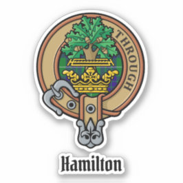 Clan Hamilton Wappen über Jagd auf Tartan Sticker