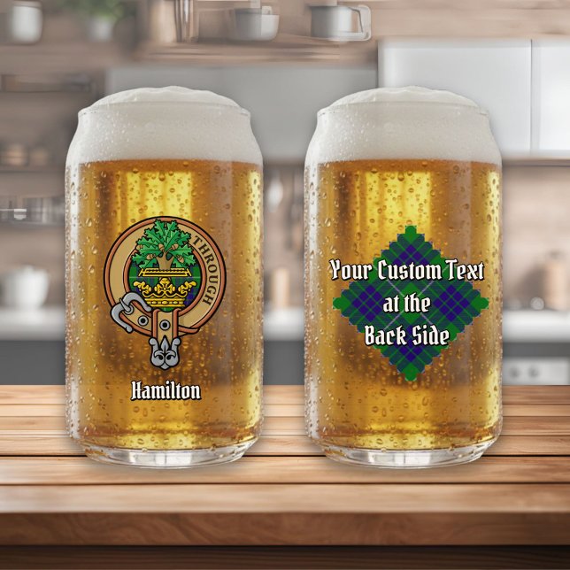 Clan Hamilton Wappen über Jagd Tartan Dosenglas (Von Creator hochgeladen)