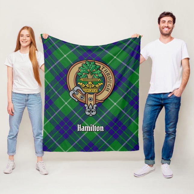 Clan Hamilton Wappen über Jagd Tartan Fleecedecke (Beispiel)