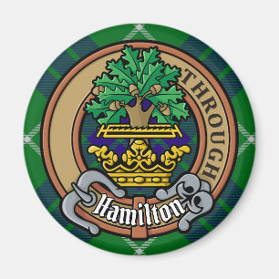 Clan Hamilton Wappen über Jagd Tartan Magnet