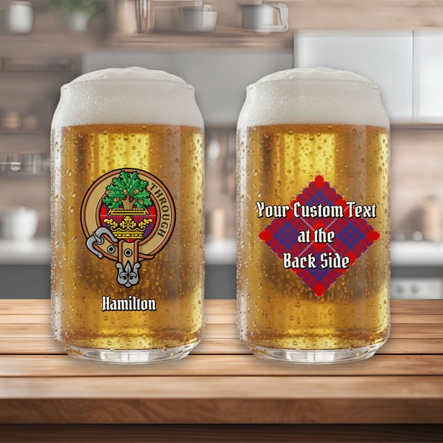 Clan Hamilton Wappen über Red Tartan Dosenglas (Von Creator hochgeladen)