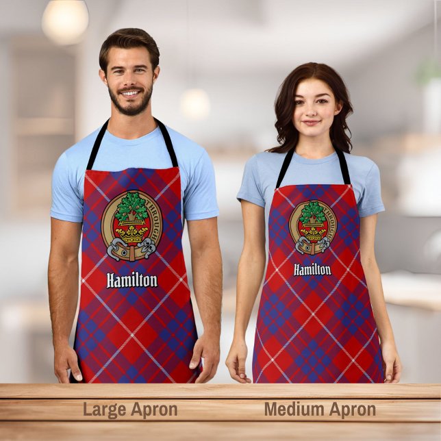 Clan Hamilton Wappen über Red Tartan Schürze (Von Creator hochgeladen)