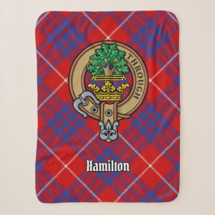 Clan Hamilton Wappen über Red Tartan Sherpadecke
