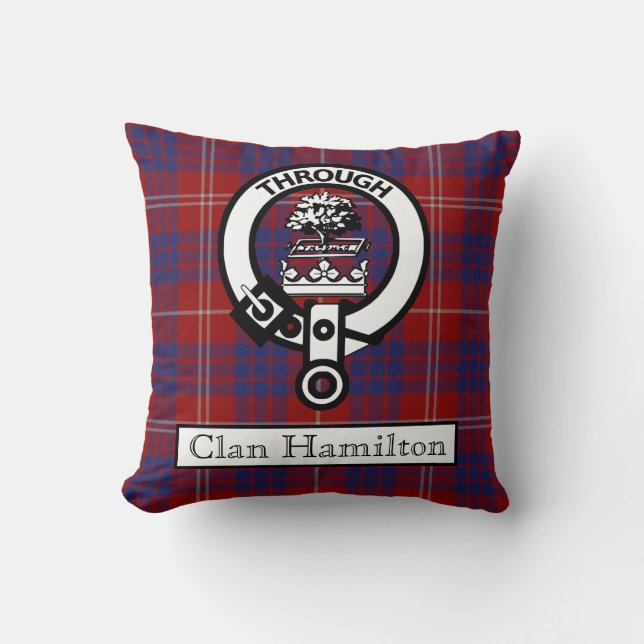 Clan Hamilton Wappen und Tartan II Kissen (Vorderseite)