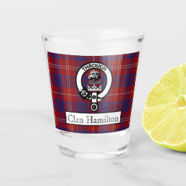 Clan Hamilton Wappen und Tartan Schnapsglas