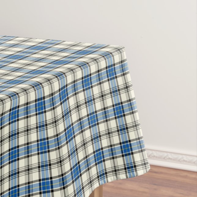 Clan Hannay Bright Blue und White Scottish Tartan Tischdecke (Beispiel)