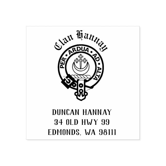 Clan Hannay Wappen Abzeichen Anpassbare Gummi-Brie Gummistempel (Prägung)