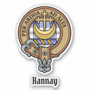Clan Hannay Wappen über Tartan Aufkleber
