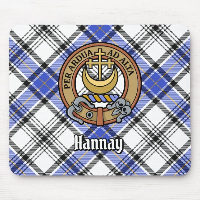 Clan Hannay Wappen über Tartan Mousepad (Vorne)