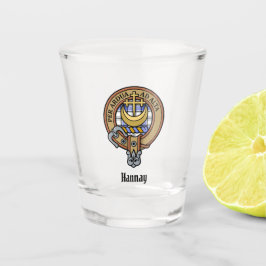 Clan Hannay Wappen über Tartan Schnapsglas