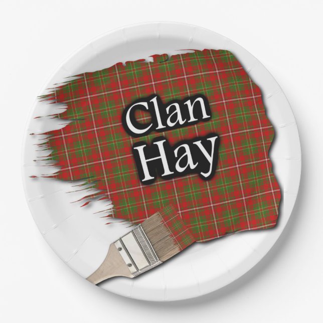 Clan Hay Scottish Tartan Paint Brush Pappteller (Vorderseite)