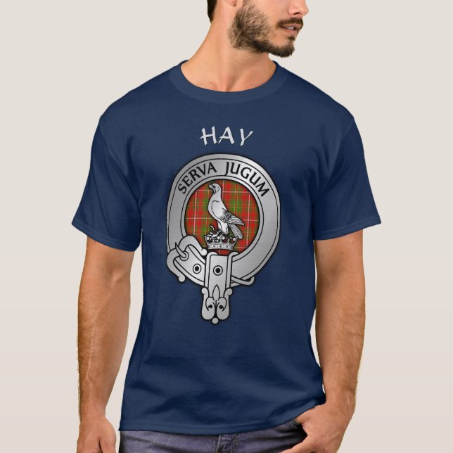 Clan Hay Wappen & Tartan T-Shirt (Vorderseite)